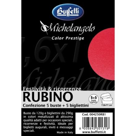 Michelangelo Color Prestige - cartoncini e buste metallizzate - 7x11 cm - rubino