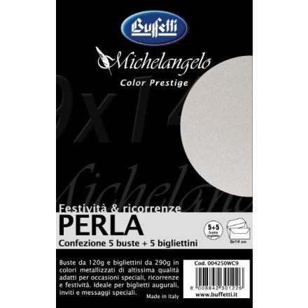 Michelangelo Color Prestige - cartoncini e buste metallizzate - 9x14 cm - perla