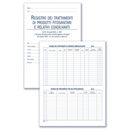 Registro trattamenti prodotti fitosanitari “Registro di campagna” - 46 pagine prenumerate - 31x24,5 cm