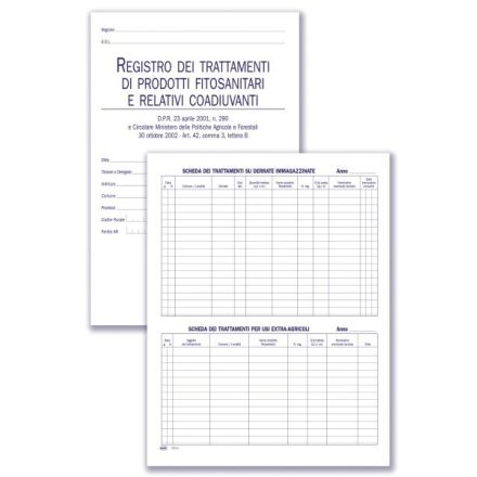 Registro trattamenti prodotti fitosanitari ¿Registro di campagna¿ - 46 pagine prenumerate - 31x24,5 cm