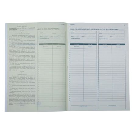 Registro di frequenza patente a punti per 36 lezioni - 18 pagine prenumerate - 29,7x21 cm