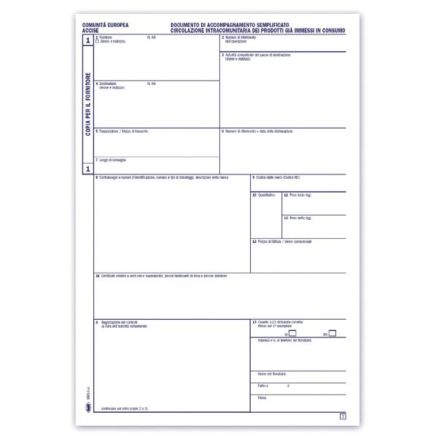 Documento di accompagnamento semplificato (DAS tipo amministrativo) - Snap out triplice copia autoricalcante - 31x21 cm