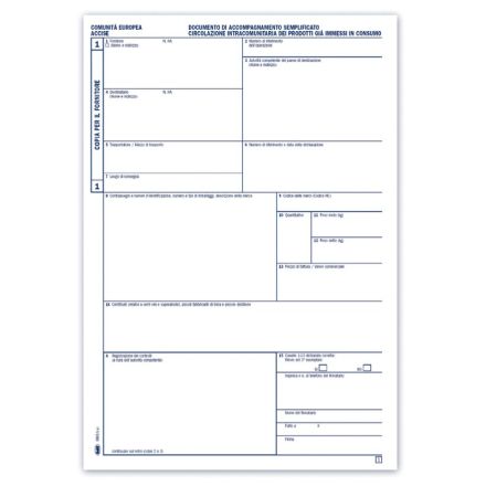 Documento di accompagnamento semplificato (DAS tipo amministrativo) - Snap out triplice copia autoricalcante - 31x21 cm