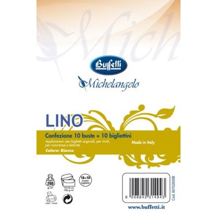 Conf. 10 buste + 10 bigliettini lino - ruvida avorio - 12x18 cm