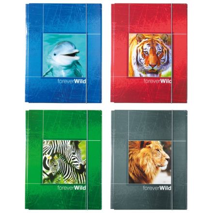 Cartelline con elastico Animali - 33x24,5 cm - 4 immagini animali assortite