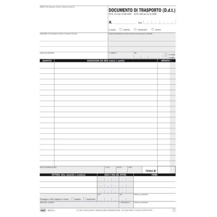 Documento di trasporto - Snap out triplice copia autoricalcante - 31x21 cm