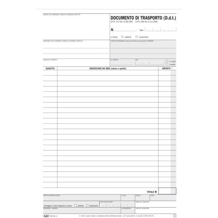 Documento di trasporto - Snap out duplice copia autoricalcante - 31x21 cm