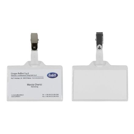 Portabadge con clip in metallo - conf.50 pz