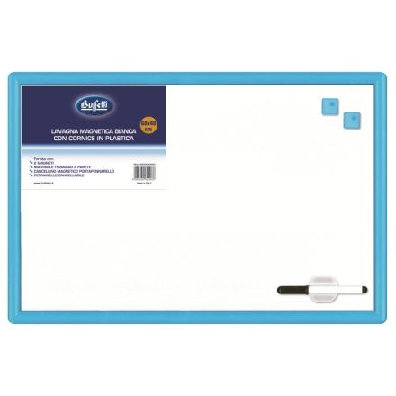 Lavagna magnetica bianca - cornice in plastica rigida - colorata - 40x60 cm