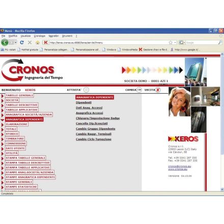 Cronos Keros WEB Software per la rilevazione delle presenze e il controllo degli accessi