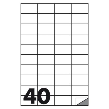 Conf. 100 etichette - f.to 52,5x29,7 mm - angoli vivi senza margine - n. etichette per foglio 40