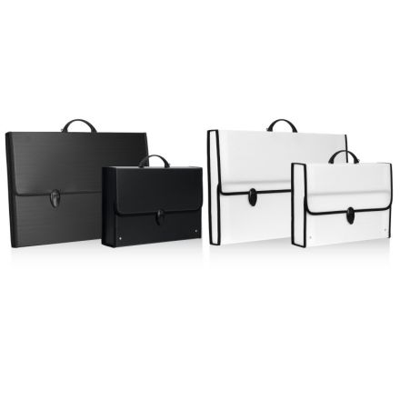 Valigetta portadisegni Black White - polionda - 37,5x58,5 cm - dorso 5,5 cm - bordi in tessuto - colori assortiti