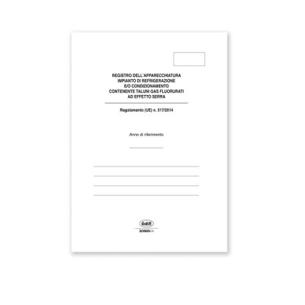 Sicurezza impianti - Registro impianti refrigerazione gas florurati ad effetto serra - Registro - 52 pagine 24x17 cm