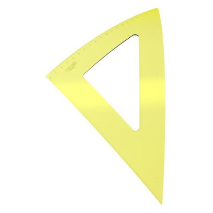 Squadra 45° in materiale plastico - 25 cm - colore giallo fluo