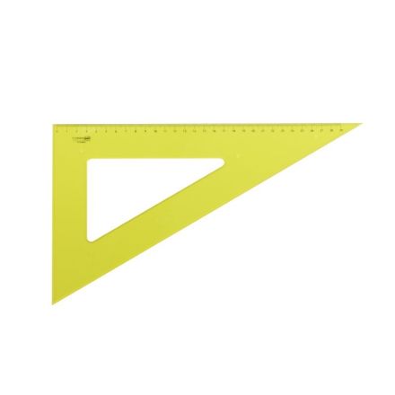 Squadra 45° in materiale plastico - 30 cm - colore giallo fluo