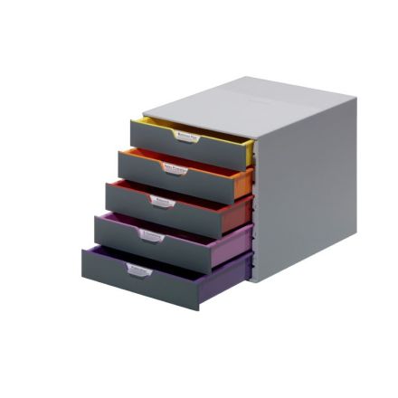 Cassettiere da scrivania Varicolor® Durable - grigio e multicolore - 5 cassetti - 5 cm - 7605-27