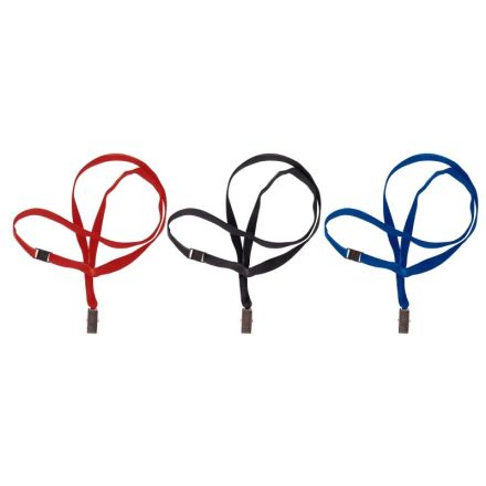 Cordoncino in raso con clip in metallo e chiusura antisoffocamento - blu