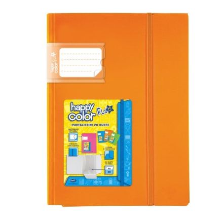 Portalistini Happy Color Fluo - Polipropilene - 20 buste - 29,7x21 cm - colori assortiti