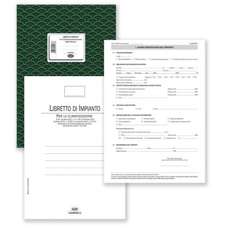 Registro Libretto di impianto per la climatizzazione estiva e invernale Regione Piemonte - 44 pagine - 29,7x21 cm