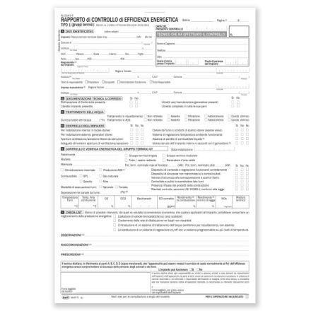 Rapporto di controllo di efficienza energetica Tipo 1 gruppi termici (Allegato II) Piemonte - Snap out triplice copia autoricalcante - 31x12 cm