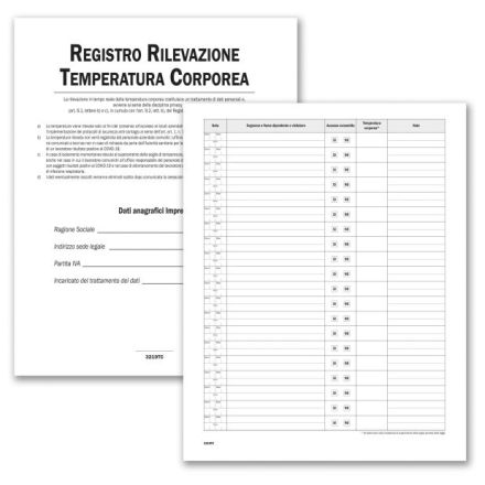 Registro per la Rilevazione Temperatura Corporea - 24 pagine - 31x24,5 cm