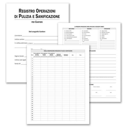 Registro per la Pulizia e la Sanificazione per Cantieri - 28 pagine - 31x24,5 cm