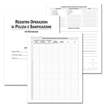 Registro per la Pulizia e la Sanificazione per Ristorazione - 28 pagine - 31x24,5 cm
