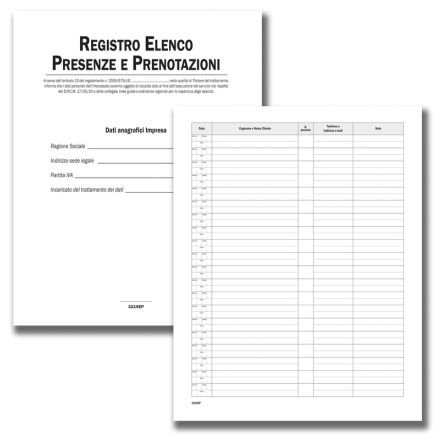 Registro Elenco Presenze e Prenotazioni - 24 pagine - 31x24,5 cm