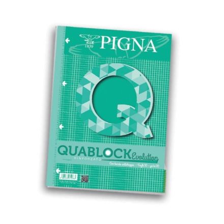 Blocchi collati Quablock Evolution - fogli rinforzati - Rigatura 4M - Quadretto elementari e medie - 40 fogli - A4 - 80 g