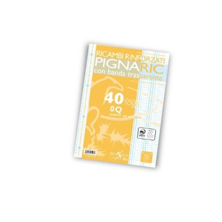Ricambi rinforzati PignaRic - Rigatura Q - Quadretto elementari - 40 fogli - 80 g