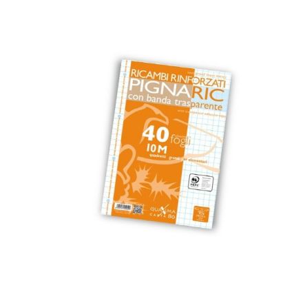 Ricambi rinforzati PignaRic - Rigatura 10M - Quadretto - elementari - 40 fogli - 80 g