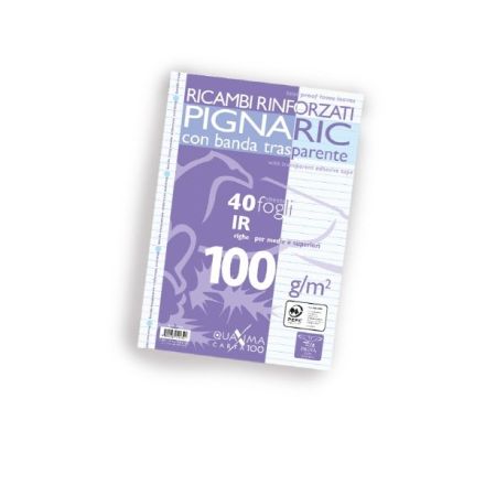 Ricambi rinforzati PignaRic - Rigatura 1R - Righe medie e superiori - 40 fogli - 100 g