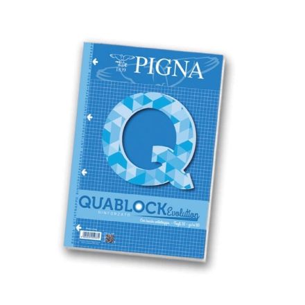 Blocchi collati Quablock Evolution - fogli rinforzati - Rigatura 5M - Quadretto elementari e medie - 40 fogli - A4 - 80 g