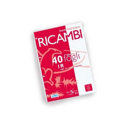 Ricambi Bianchi Quaxima A5 40 Ff. - Rigatura 1R - Righe - Peso g/mq 80 - Foratura 4 fori