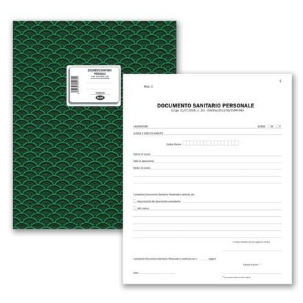 Registro Documento Sanitario Personale per esposizione a radiazioni (mod. C) con inserto centrale - 48 pagine prenumerate - 31x24,5 cm