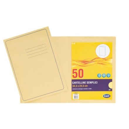 Cartelline semplici Light - cartoncino - 145 g/mq - 34,5x24,5 cm - giallo - conf. 50 pz