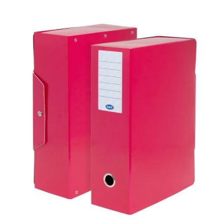 Scatola progetti con bottone - Dorso 10 cm - 34x24 cm - fucsia