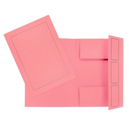 Cartelline 3 lembi incollati - cartoncino - 285 g/mq - 34,5x24,5 cm - rosa - conf. 10 pz