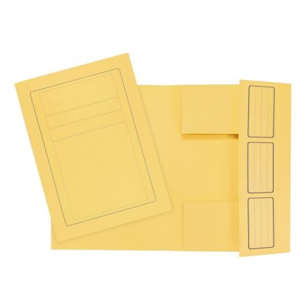Cartelline 3 lembi incollati - cartoncino - 285 g/mq - 34,5x24,5 cm - giallo - conf. 10 pz