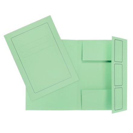 Cartelline 3 lembi incollati - cartoncino - 285 g/mq - 34,5x24,5 cm - verde - conf. 10 pz