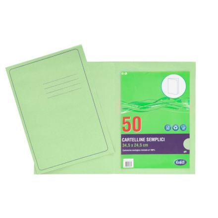 Cartelline semplici Light - cartoncino - 145 g/mq - 34,5x24,5 cm- verde - conf. 50 pz