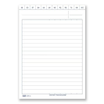 Scheda a righe con punti traccia-colonne e naselli a/z - cartoncino da 140 gr. - 17x12 cm