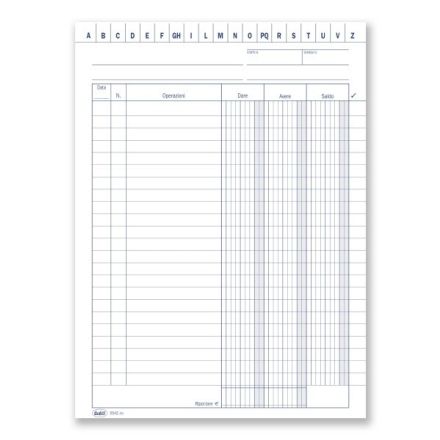 Scheda Dare/Avere/Saldo - Bianca da 140 gr. - 21x14,8 cm