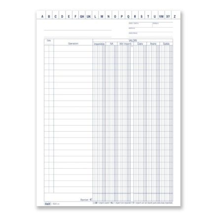 Scheda Dare/Avere/Saldo (in evidenza imponibile e IVA) - Bianca da 140 gr. - 24x17 cm