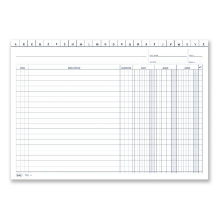Scheda Dare/Avere/Saldo - Bianca da 140 gr. - 17x24 cm