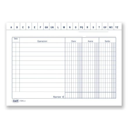Scheda Dare/Avere/Saldo - Bianca da 140 gr. - 10,5x14,8 cm