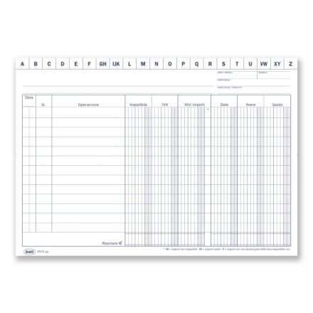 Scheda Dare/Avere/Saldo (in evidenza imponibile e IVA) - Bianca da 140 gr. - 14,8x21 cm