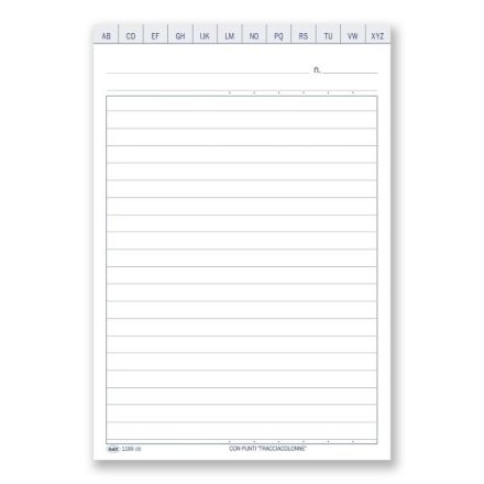 Scheda a righe con punti traccia-colonne e naselli a/z - cartoncino da 200 gr. - 17,5X12 cm