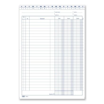 Scheda Dare/Avere/Saldo - con naselli A/Z - Scheda bianca da 200 gr. - 24x17 cm