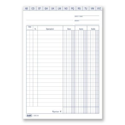 Scheda Dare/Avere/Saldo - Bianca da 140 gr. - 17x12 cm